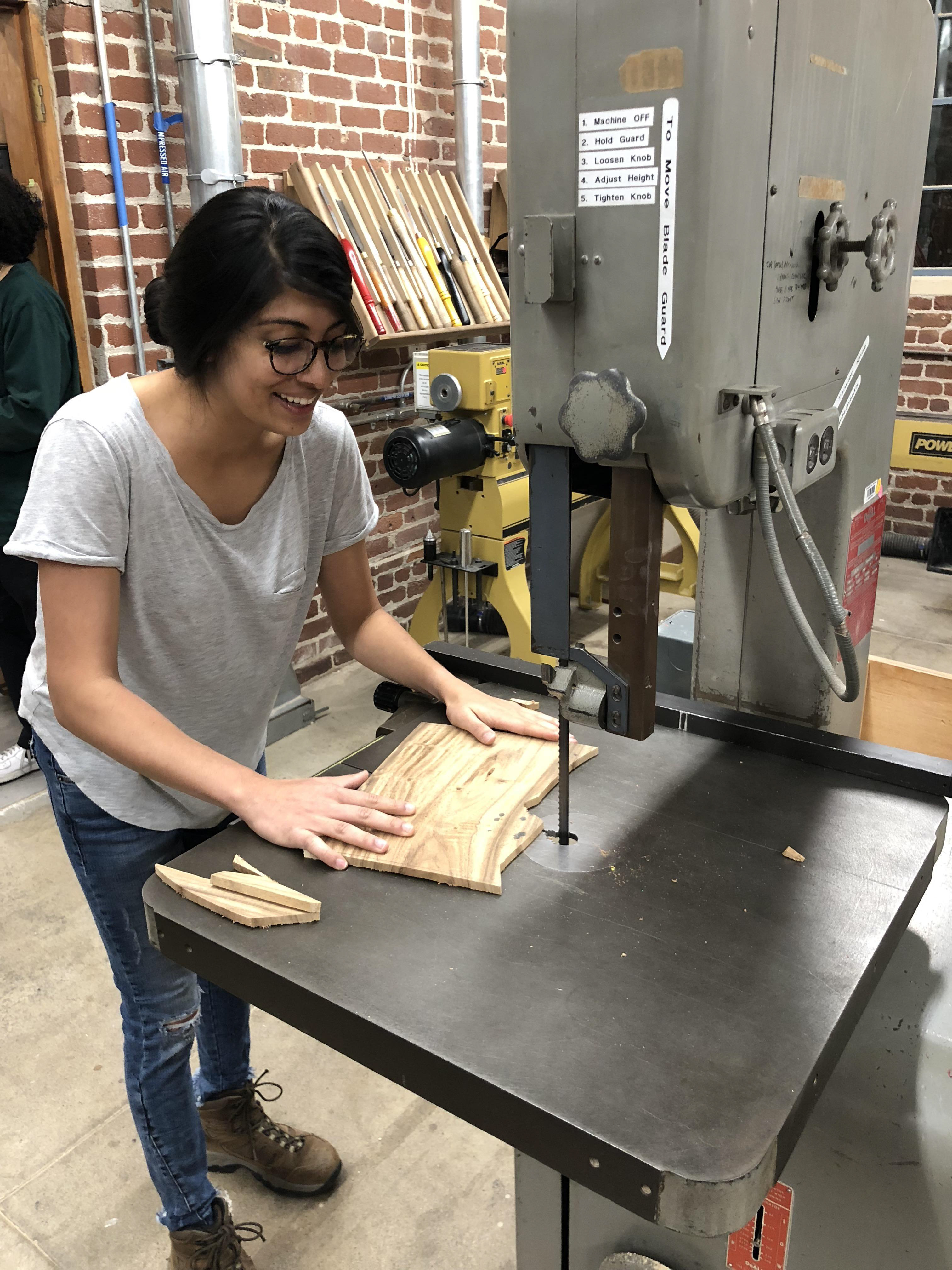 Band saw — cutting the walnut